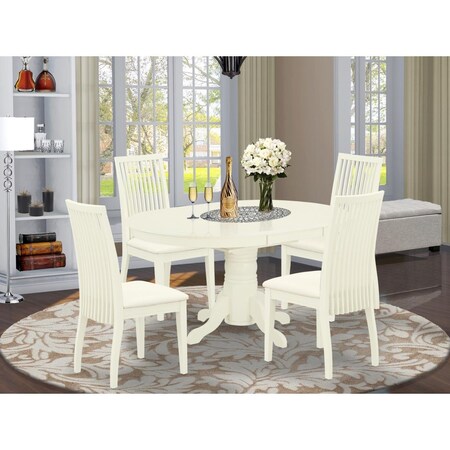 East West Furniture 5 Piece Avon Dining Set - Linen White AVIP5-LWH-C